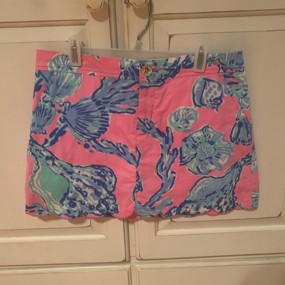 vibrant Lily Pulitzer shell skort blue and pink
